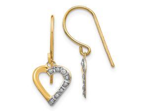 14k Yellow Gold Dangle Polished Shepherd hook Diamond Fascination Love Heart Earrings Measures 20x10mm Jewelry Gifts for 14k Yellow Gold Dangle Polished Shepherd hook Diamond Fascination Love Heart Earrings Measures 20x10mm Jewelry Gifts for