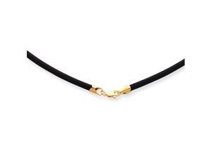 14k Yellow Gold 3mm Yellow Clasp Black Rubber Cord Necklace 18 Inch Lobster Claw Jewelry Gifts for Women 14k Yellow Gold 3mm Yellow Clasp Black Rubber Cord Necklace 18 Inch Lobster Claw Jewelry Gifts for Women