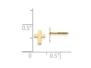 14k Yellow Gold Flat back Post Earrings Polished Tiny for boys or girls Religious Faith Cross Screw back Earrings Measur 14k Yellow Gold Flat back Post Earrings Polished Tiny for boys or girls Religious Faith Cross Screw back Earrings Measur