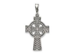925 Sterling Silver Polished Textured back Irish Claddagh Celtic Trinity Knot Religious Faith Cross Pendant Necklace Jew 925 Sterling Silver Polished Textured back Irish Claddagh Celtic Trinity Knot Religious Faith Cross Pendant Necklace Jew