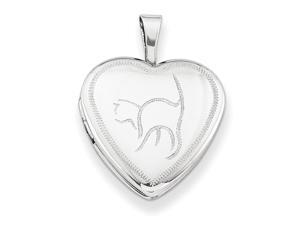 925 Sterling Silver Polished Patterned Engravable Spring Ring Not engraveable 16mm Cat Love Heart Photo Locket Pendant N 925 Sterling Silver Polished Patterned Engravable Spring Ring Not engraveable 16mm Cat Love Heart Photo Locket Pendant N