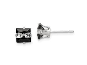925 Sterling Silver Polished Snap setting Black and White Colored CZ Cubic Zirconia Simulated Diamond 6mm Square Post Ea 925 Sterling Silver Polished Snap setting Black and White Colored CZ Cubic Zirconia Simulated Diamond 6mm Square Post Ea