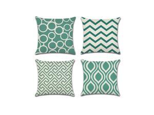 Set of 4 Pillow Covers 18x18, Geometric Shape Design Sofa Throw Pillow Covers, Decorative Indoor / Outdoor Linen Fabric Pillow Case Set for Couch Bed Chair 45x45cm