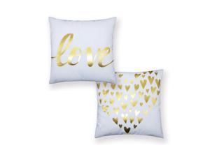 Set of 2 Pillow Covers 18x18, Love Hearts Style Design Sofa Throw Pillow Covers, Decorative Indoor / Outdoor Linen Fabric Pillow Case Set for Couch Bed Chair 45x45cm