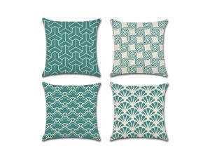 Set of 4 Pillow Covers 18x18, Modern Geometric Pattern Style Sofa Throw Pillow Covers, Decorative Indoor / Outdoor Linen Fabric Pillow Case Set for Couch Bed Chair 45x45cm