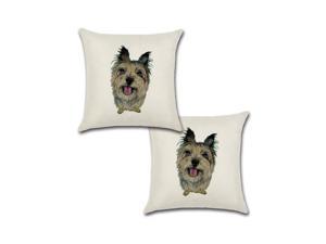 Set of 2 Pillow Covers 18x18, Cute Silky Terrier Dog Design Cotton Linen Fabric Pet Silky Terrier Portrait Decorative Indoor / Outdoor Throw Pillow Case Set 45 x 45 cm