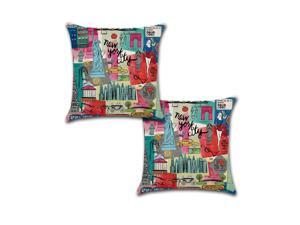 Set of 2 Pillow Covers 18x18, New York City Retro Design Cotton Linen Fabric I Love NY Empire State Building Wall St Decorative Indoor/Outdoor Throw Pillow Case Set 45x45cm Set of 2 Pillow Covers 18x18, New York City Retro Design Cotton Linen Fabric I Love NY Empire State Building Wall St Decorative Indoor/Outdoor Throw Pillow Case Set 45x45cm