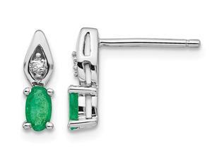Natural Green Emerald Earrings 2/5 Carat (ctw) in 14K White Gold Natural Green Emerald Earrings 2/5 Carat (ctw) in 14K White Gold