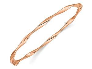 14K Rose Pink Gold Polished Twisted Hinged Bangle Bracelet