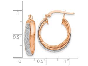14K Rose Pink Gold Fancy Glimmer Infused Hoop Earrings 14K Rose Pink Gold Fancy Glimmer Infused Hoop Earrings