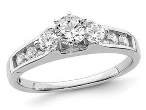 7/10 Carat (ctw Color SI1-SI2, G-H-I) Lab Grown Diamond Three Stone Engagement Ring in 14K White Gold
