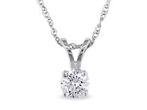 Diamond Solitaire Pendant 1/3 Carat (ctw I1-I2, H-I) in 14K White Gold with Chain Diamond Solitaire Pendant 1/3 Carat (ctw I1-I2, H-I) in 14K White Gold with Chain
