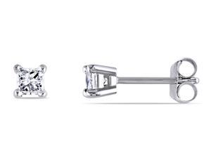 Princess Cut Diamond Solitaire Stud Earrings 1/3 Carat (ctw Color I-J Clarity I2-I3) in 14K White Gold Princess Cut Diamond Solitaire Stud Earrings 1/3 Carat (ctw Color I-J Clarity I2-I3) in 14K White Gold