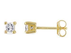 Princess Cut Diamond Solitaire Stud Earrings 1/3 Carat (ctw Color I-J Clarity I2-I3) in 14K Yellow Gold Princess Cut Diamond Solitaire Stud Earrings 1/3 Carat (ctw Color I-J Clarity I2-I3) in 14K Yellow Gold