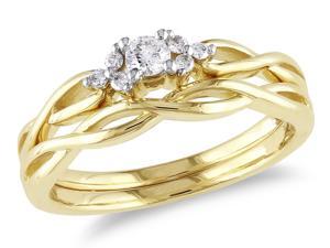 Diamond Engagement Ring & Wedding Band Set 1/6 Carat (ctw) in 10K Yellow Gold