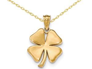 14K Yellow Gold Four Leaf Clover Charm Pendant Necklace with Chain 14K Yellow Gold Four Leaf Clover Charm Pendant Necklace with Chain