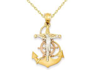 Mariners Cross Pendant Necklace in 14K Yellow, White and Pink Gold Mariners Cross Pendant Necklace in 14K Yellow, White and Pink Gold