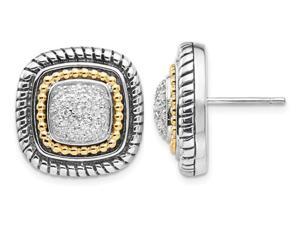Square Diamond 1/4 Carat (ctw) Earrings in Sterling Silver with 14K Gold Accents Square Diamond 1/4 Carat (ctw) Earrings in Sterling Silver with 14K Gold Accents
