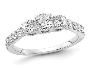 1.00 Carat (ctw SI1-SI2, G-H-I) Lab Grown Diamond Three Stone Engagement Ring in 14K White Gold