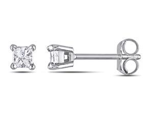 Princess Cut Diamond Solitaire Stud Earrings 1/4 Carat (ctw) in 14K White Gold Princess Cut Diamond Solitaire Stud Earrings 1/4 Carat (ctw) in 14K White Gold