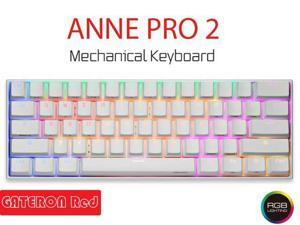 Anne Pro 2 Mechanical Gaming Keyboard TLK 60% True RGB Backlit - Wired/Wireless Bluetooth 4.0 PBT Type-c Up to 8 Hours Extended Battery Life, Linux Mac Full Keys Programmable (Gateron Red, White)