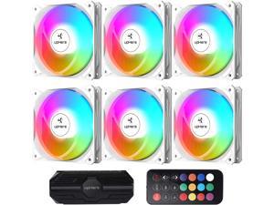 upHere 120mm RGB White Case Fan High Airflow for Computer Cases Cooling,6-Pack,NT1206-6