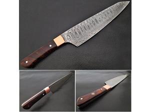 Cocobolo Wood Grip Santoku Forged Chef Knife Damascus 1095 HC Steel by White Deer