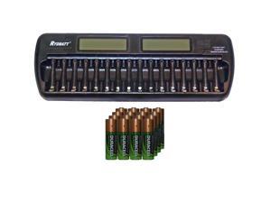 16 Bay AA / AAA LCD Battery Charger + 16 AA 2450 mAh Duracell NiMH Batteries