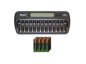 12 Bay AA / AAA LCD Battery Charger + 12 AA 2450 mAh Duracell NiMH Batteries