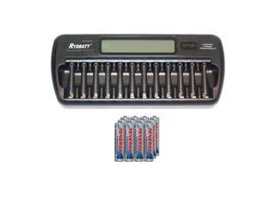 12 Bay AA / AAA LCD Battery Charger + 12 AAA 1000 mAh Tenergy NiMH Batteries