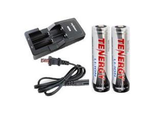 Universal Lithium Ion Battery Charger + 4 x 18650 3.7 Volt Tenergy Lithium Ion Button Top Batteries with PCB Protection (2600 mAh)