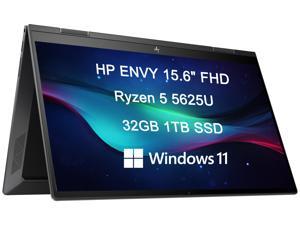 HP Envy X360 15.6 2-in-1 Touchscreen (AMD 6-Core Ryzen 5 5625U, 32GB RAM, 1TB PCle SSD, Webcam), FHD Convertible Laptop, Backlit, Alexa Built-in, Black, Windows 11 Home