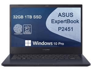 2022 ASUS ExpertBook P2451 14 Thin  Light FHD Intel 4Core i710510U 32GB RAM 1TB PCIe SSD Business Laptop Backlit KB Fingerprint Webcam 3Year Warranty Windows 10 Pro