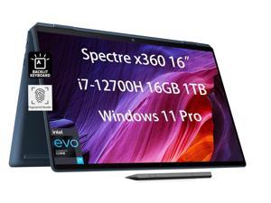 HP Spectre x360 16" 2-in-1 3K QHD+ Touchscreen (Intel 12th Gen i7-12700H, 16GB RAM, 1TB SSD, Stylus) Business Laptop, Long-Battery Life, Fingerprint, Backlit, Thunderbolt 4, Win 11 Pro