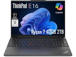 Lenovo ThinkPad E16 Business Laptop (16" FHD+ Display, AMD Ryzen 7 7735U (Beat Intel i7-1255U), 40GB RAM, 2TB SSD) Fingerprint, Backlit, FHD Webcam, Wi-Fi, Ethernet, Win 11 Pro, Black