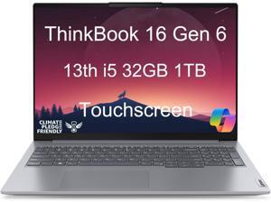 Lenovo ThinkBook 16 Gen 6 Business Laptop (16" FHD+ Touchscreen, Intel 8-Core i5-13420H, 32GB DDR5 RAM, 1TB SSD) 10-Hour Long Battery Life, Thunderbolt 4, Ethernet, Wi-Fi 6, Webcam, Win 11 Pro, Grey