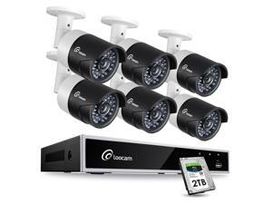 Loocam FHD 1080p Security Camera System, 8 Channel Surveillance DVR w/ 2TB HDD