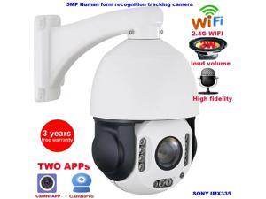 Outdoor Wireless 5MP 30X Zoom Security Camera 4MP humanoid Auto Tracking SONY IMX335 PTZ Speed Dome Super HD IP Camera, Motion Detection Alarm, IP66 Waterproof  build MIC Speaker 128GB SD CARD