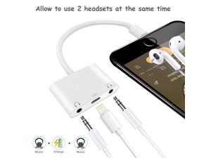 1Pcs Headphone Adapter Dual forLightning Audio Charge Splitter iPhone 7 AUX Cable Charger Connector Compatible iPhone X  88 Plus6