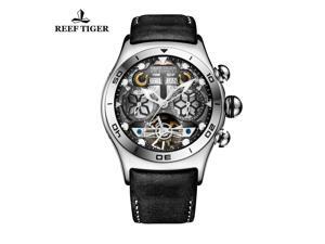Reef Tiger Mens Luminous Sport Watch with Steel Black Skeleton Dial Tourbillon Watch RGA703 Reef Tiger Mens Luminous Sport Watch with Steel Black Skeleton Dial Tourbillon Watch RGA703