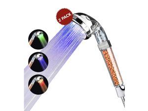 2-PACK Renewgoo LED Color-changing Shower Head with High Pressure Filter, Eco-friendly Hydro-powered Lights, and Water Purification