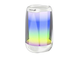 Renewgoo GlowGoo Mini Portable Bluetooth Wireless Waterproof IPX7 Rechargeable Speaker with LED Light Show, Multi-Colored Party Color-Changing Lights, White