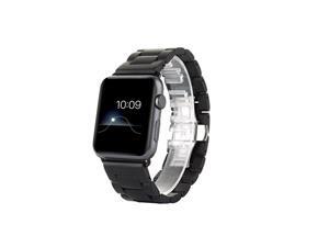 For 42MM Apple Watch ebong Wooden Band, Bracelet Strap Classic Wristband Wood Bracelet Strap for Apple iWatch Sport & Edition ( Black)