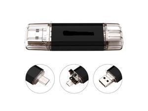 8GB 16GB 32GB 64G USB Flash Drive with micro-USB and Type-C Connector Waterproof USB OTG Memory Stick for  Android Smartphone Tablets Computue (Black)