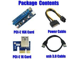PCI-E 16X to 1X Adapter USB3.0 Riser Cable Flexible Extension Cable with SATA 15pin Male to PCI-E 16X to 1X Adapter USB3.0 Riser Cable Flexible Extension Cable with SATA 15pin Male to