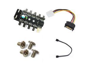 Chassis Fan CPU Cooling Hub 10Port 12V 3/4 Pin PWM Controller Molex 4P Interface 