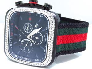Gucci Coup Diamond Watch w/ Black PVD Canvas Band - YA131202 (4.0ct) Gucci Coup Diamond Watch w/ Black PVD Canvas Band - YA131202 (4.0ct)