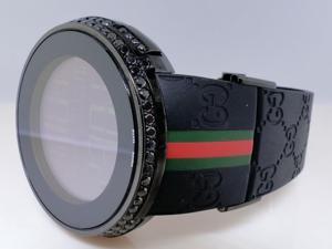 Mens Custom 2 Row Black Diamond Gucci Watch 3.0 Ct Mens Custom 2 Row Black Diamond Gucci Watch 3.0 Ct