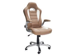 Techni Mobili High Back Sport Race Office Chair with Tilt and Height Adjustment, Executive Task Chair with Armrest and Non Marking Caster Wheels, Camel