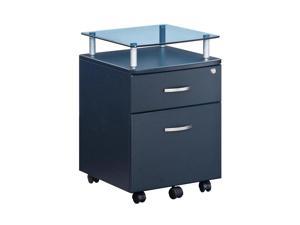 Two Drawer File Cabinet With Glass Shelf Graphite